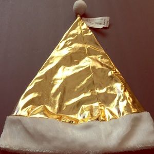 Gold metallic Santa Hat Shiny NWT.